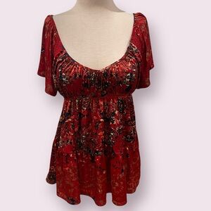 Free People Red Babydoll Top
